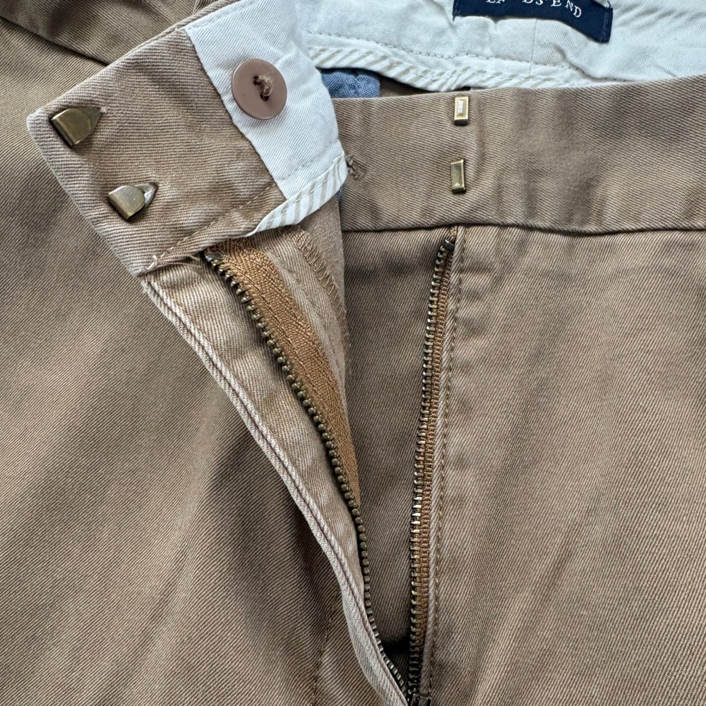 Lands End Fit 2 Womens 12T Brown Chino Pants Wide Leg Cotton Stretch 421914 - Picture 8 of 10